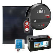 Solar electric fence kit, 8 J Smart RF energizer with remote control + 200 W panel, controller + 95 Ah battery
